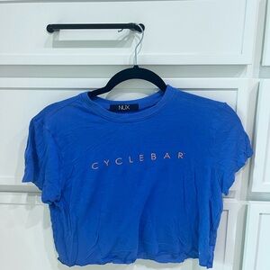 NUX Vibrant Blue Crop Top with Graphic Detail
